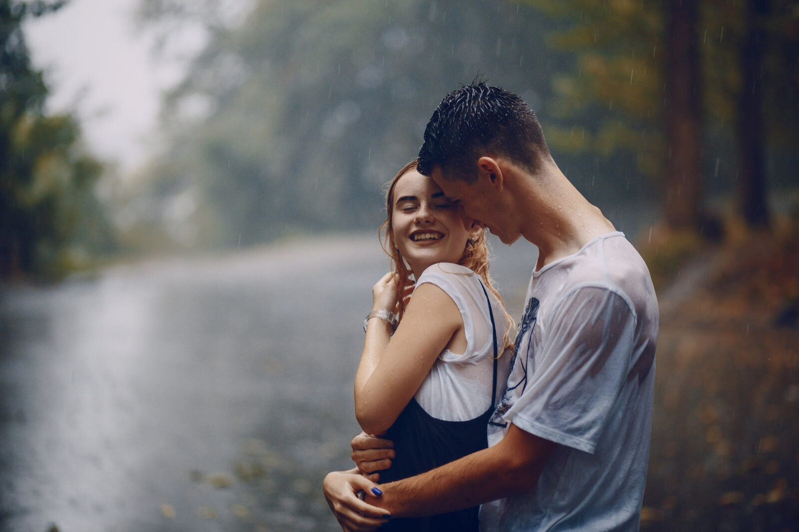 Couple photo shoot in rain