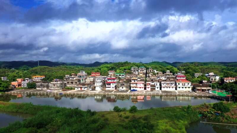 Small town with colorful houses picture