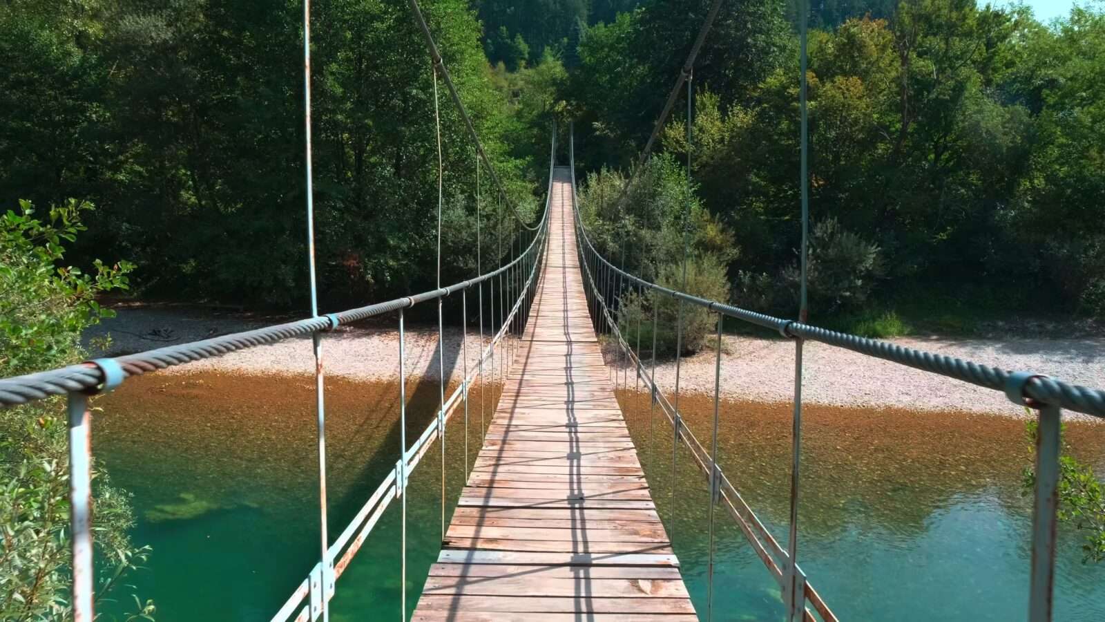 Wooden suspension bridge Wallpaper