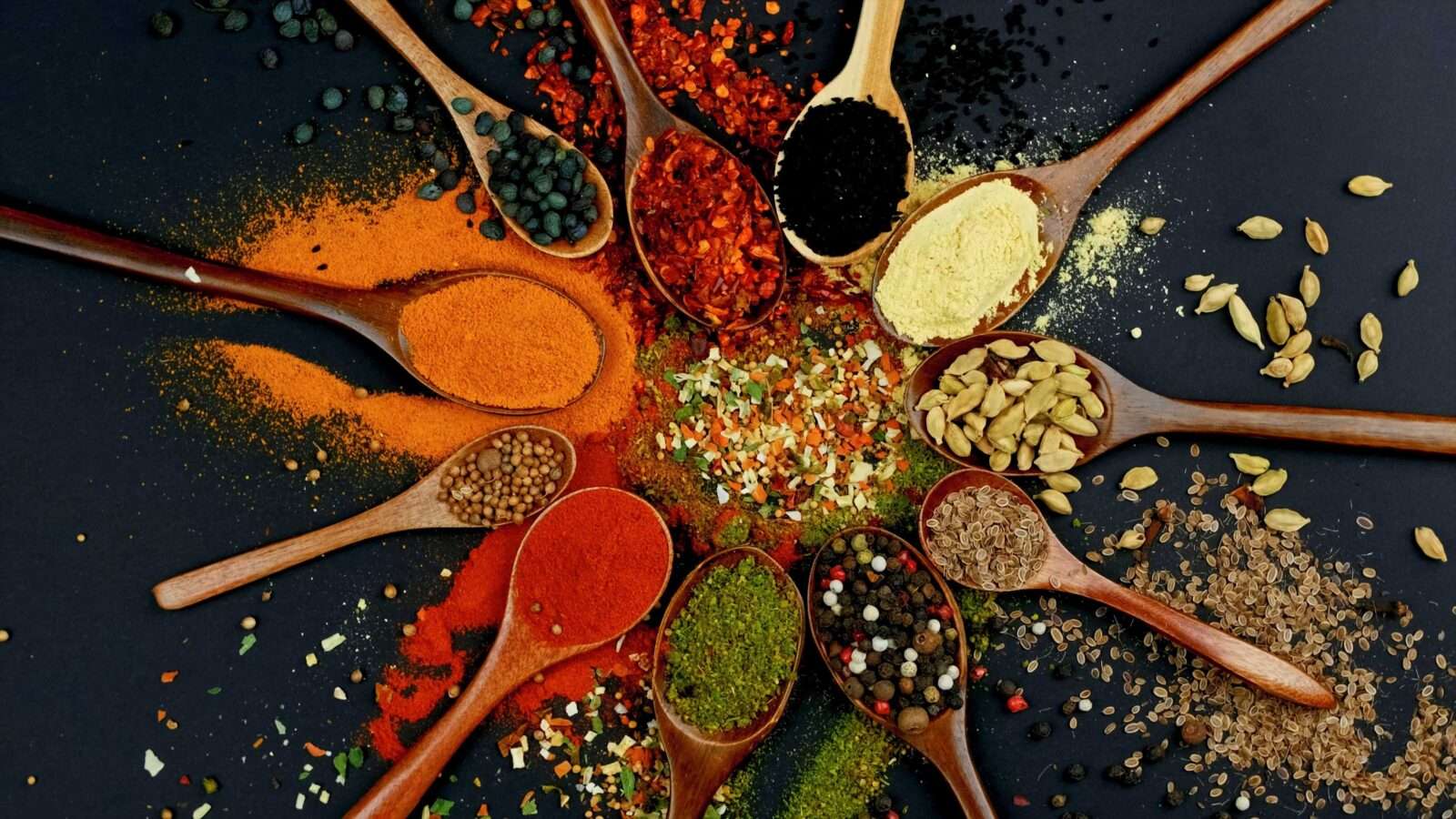 beautiful background of spices in black color 4k Pictures