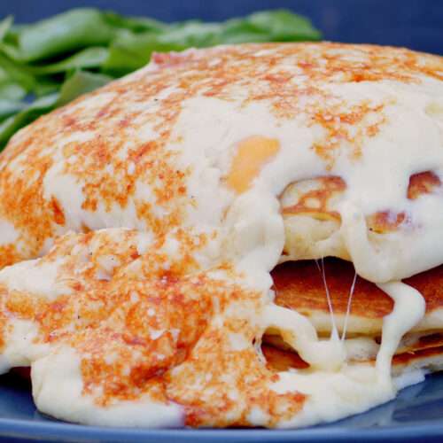 pancakes with cheese and salad 4k picture