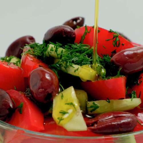 tomato olive and cucumber salad 4k pic