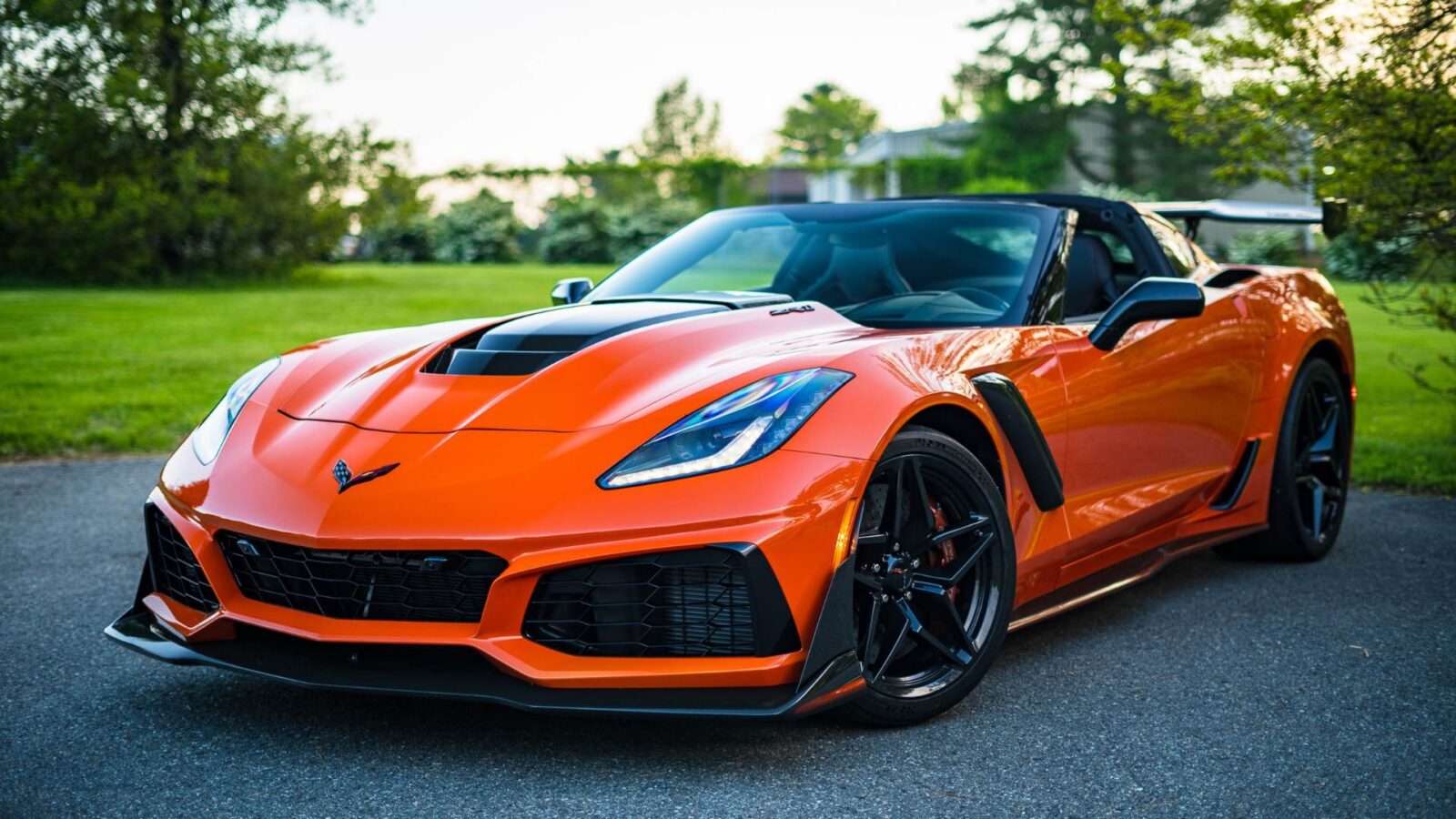 Orange color Ferrari car.