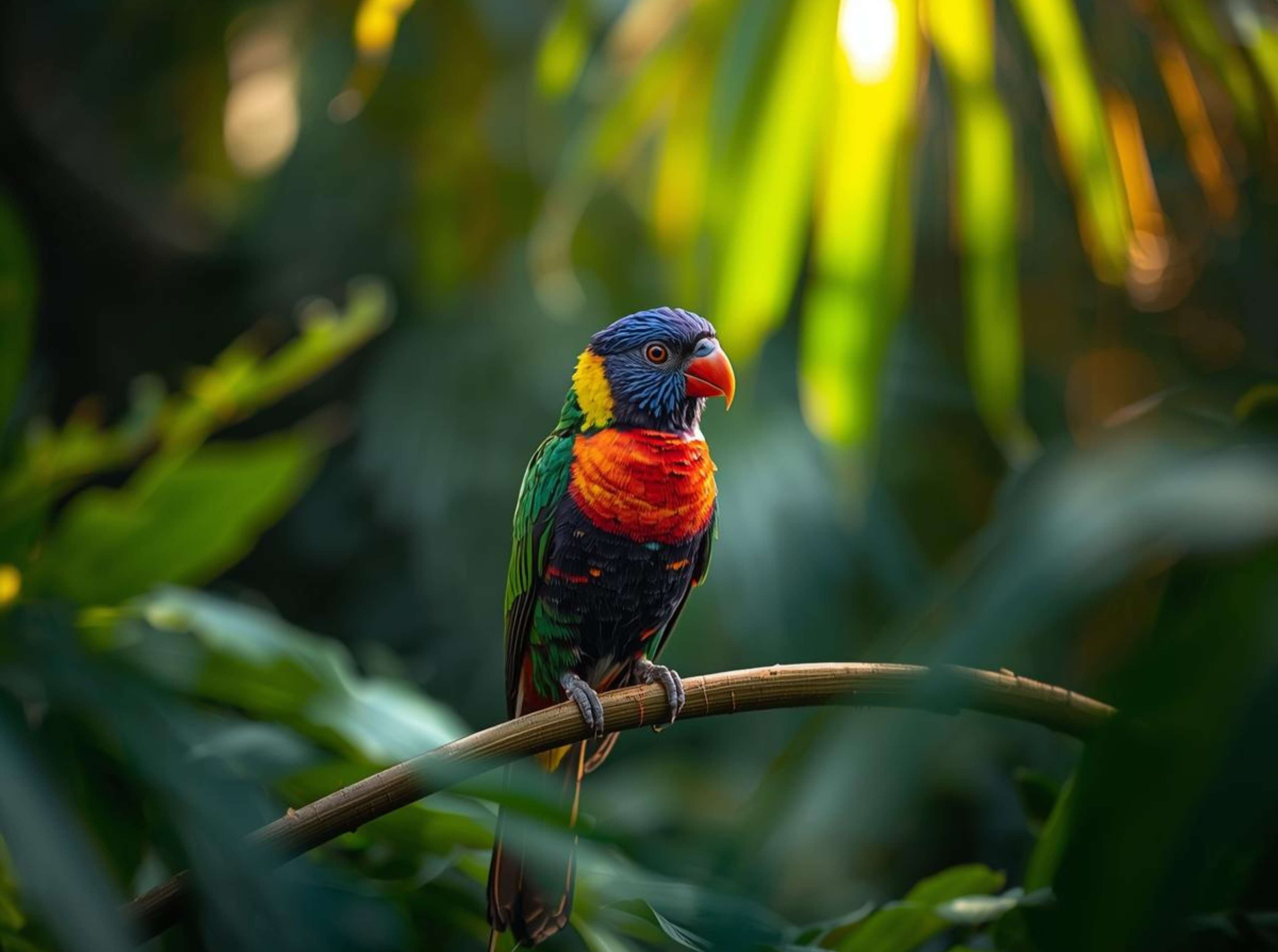 Royalty-free 4K wallpaper of a colorful exotic bird.