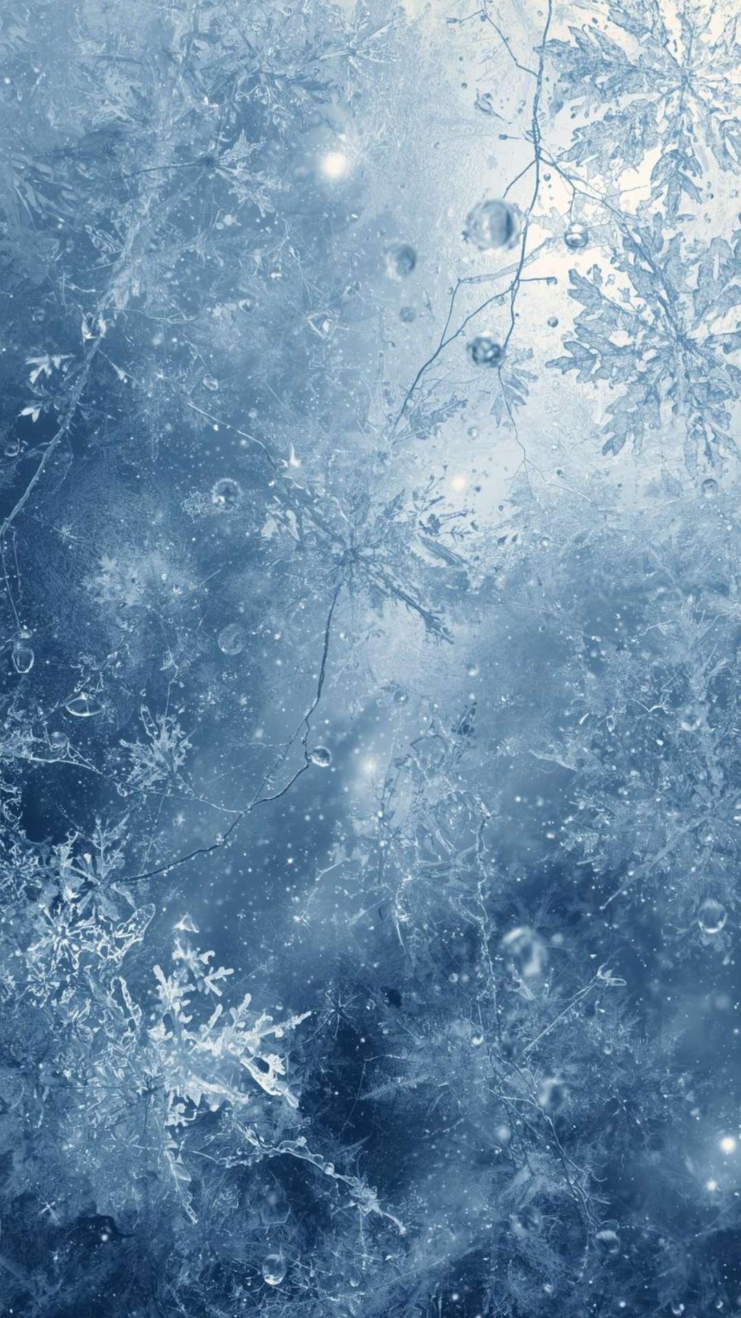 Frosty glass texture winter picture 4K for mobile use