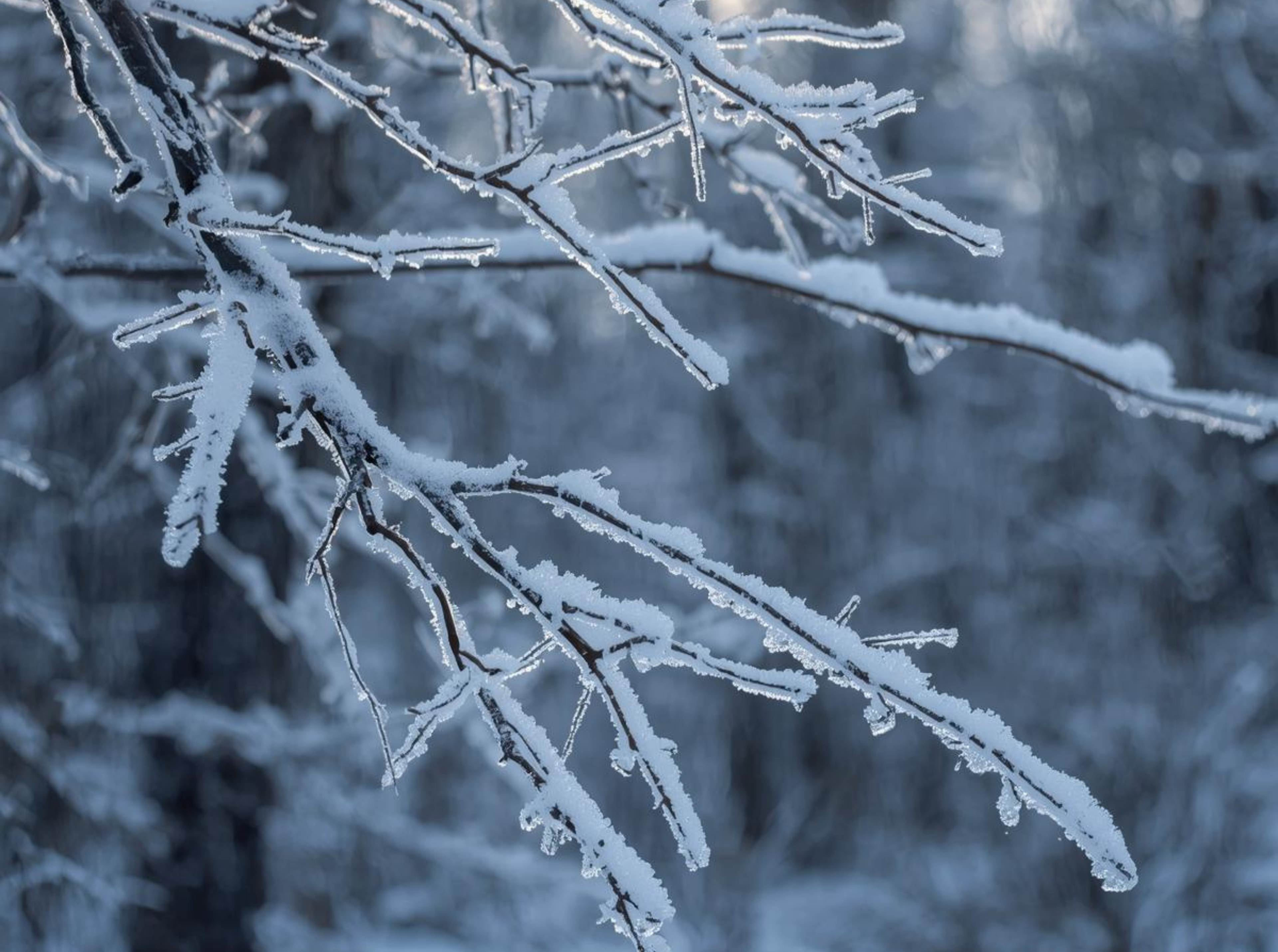 Frozen branches and frost winter wallpaper in 4K quality