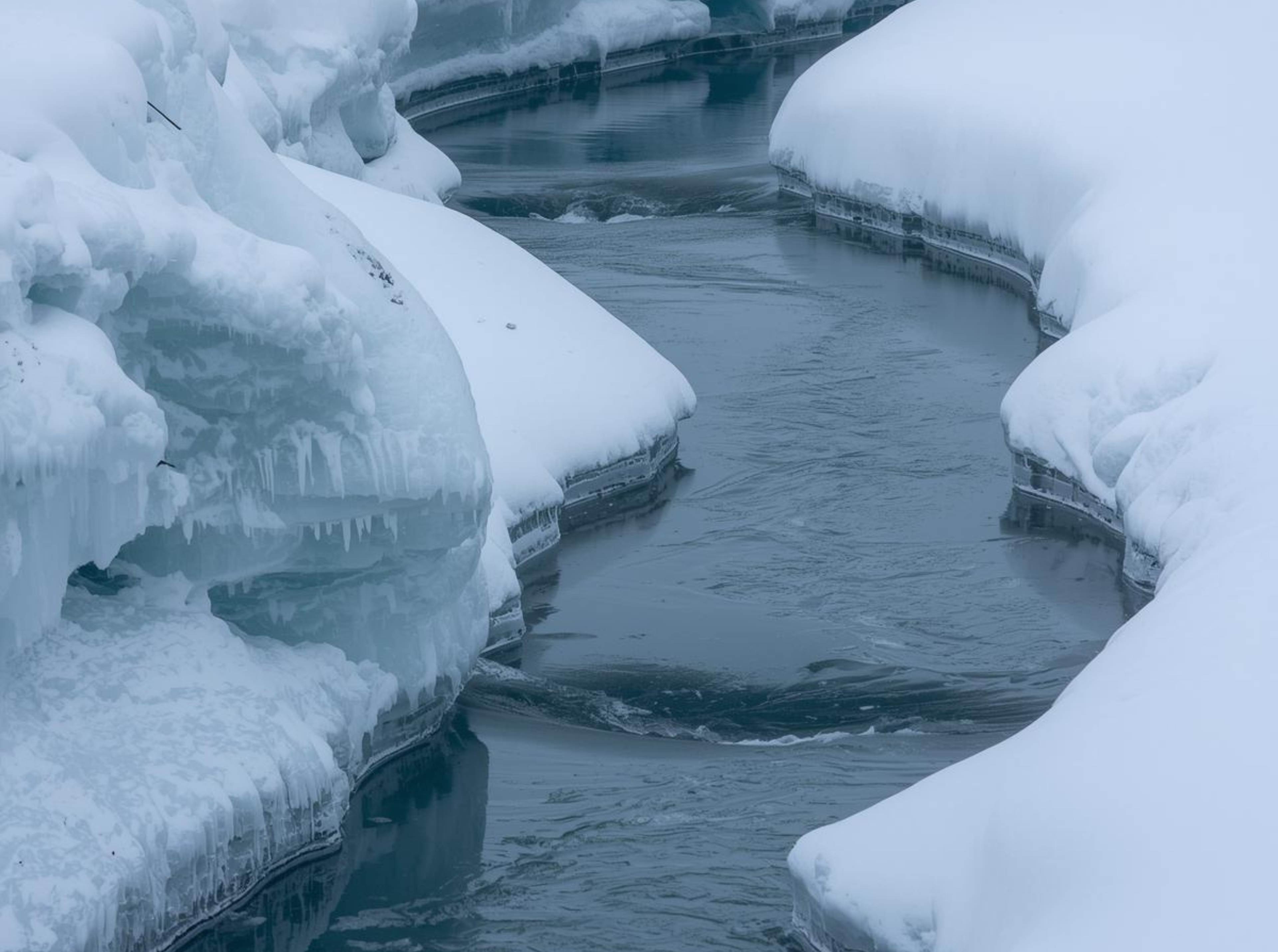 Scenic frozen river winter background in HD wallpaper