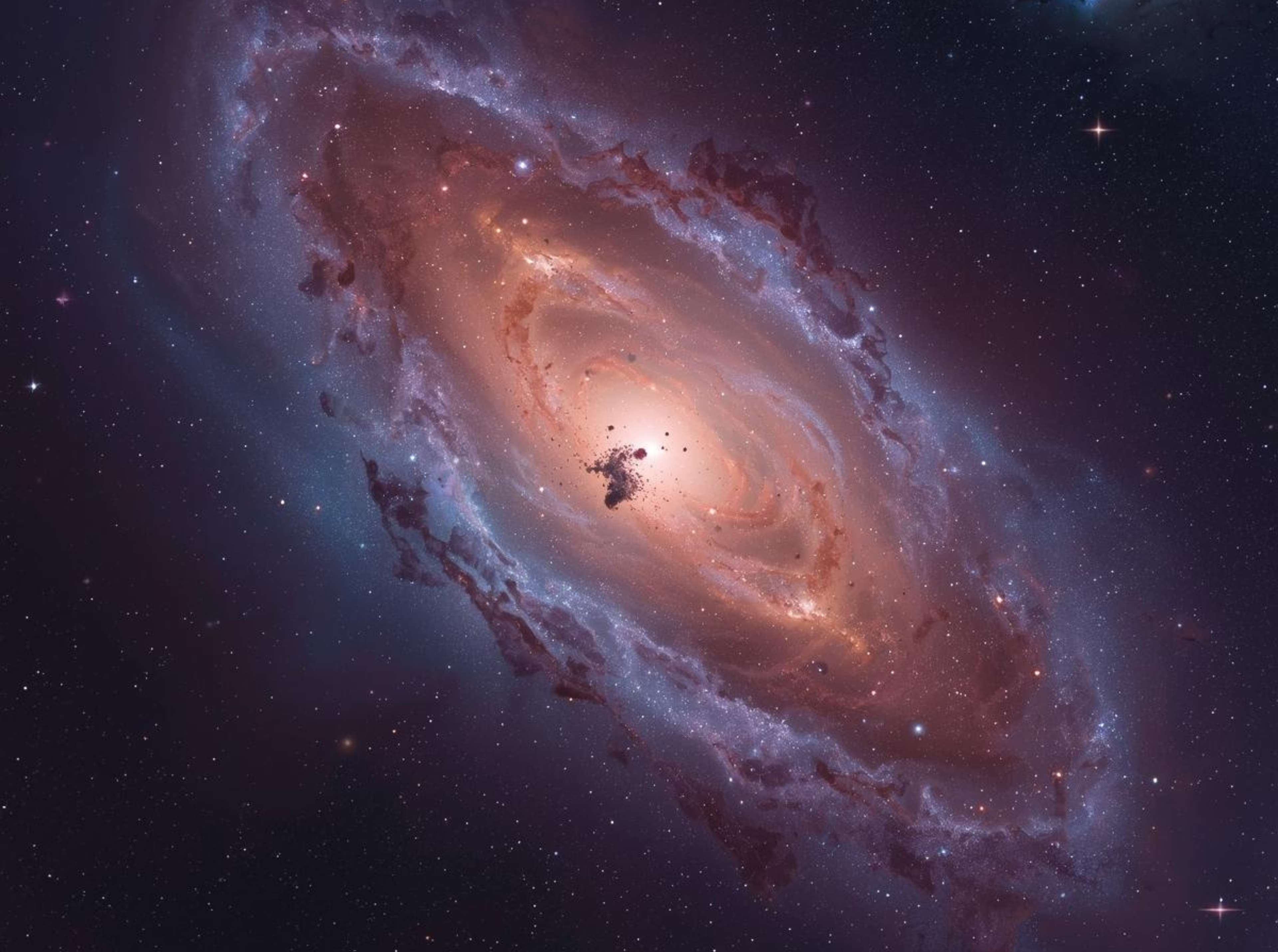 Royalty-free 4K picture of galaxy space with colorful nebula.