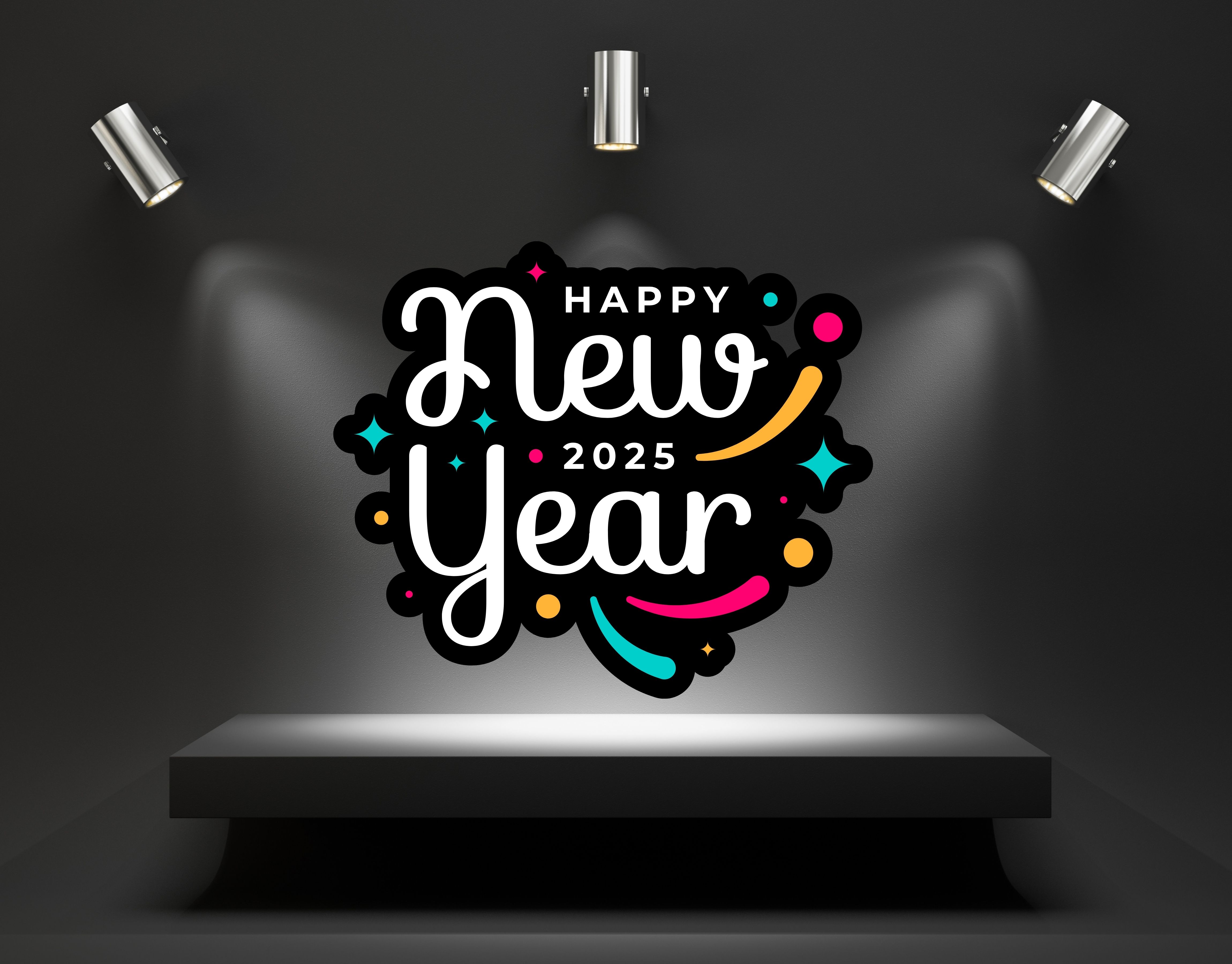 Happy New Year creative background with glowing text design