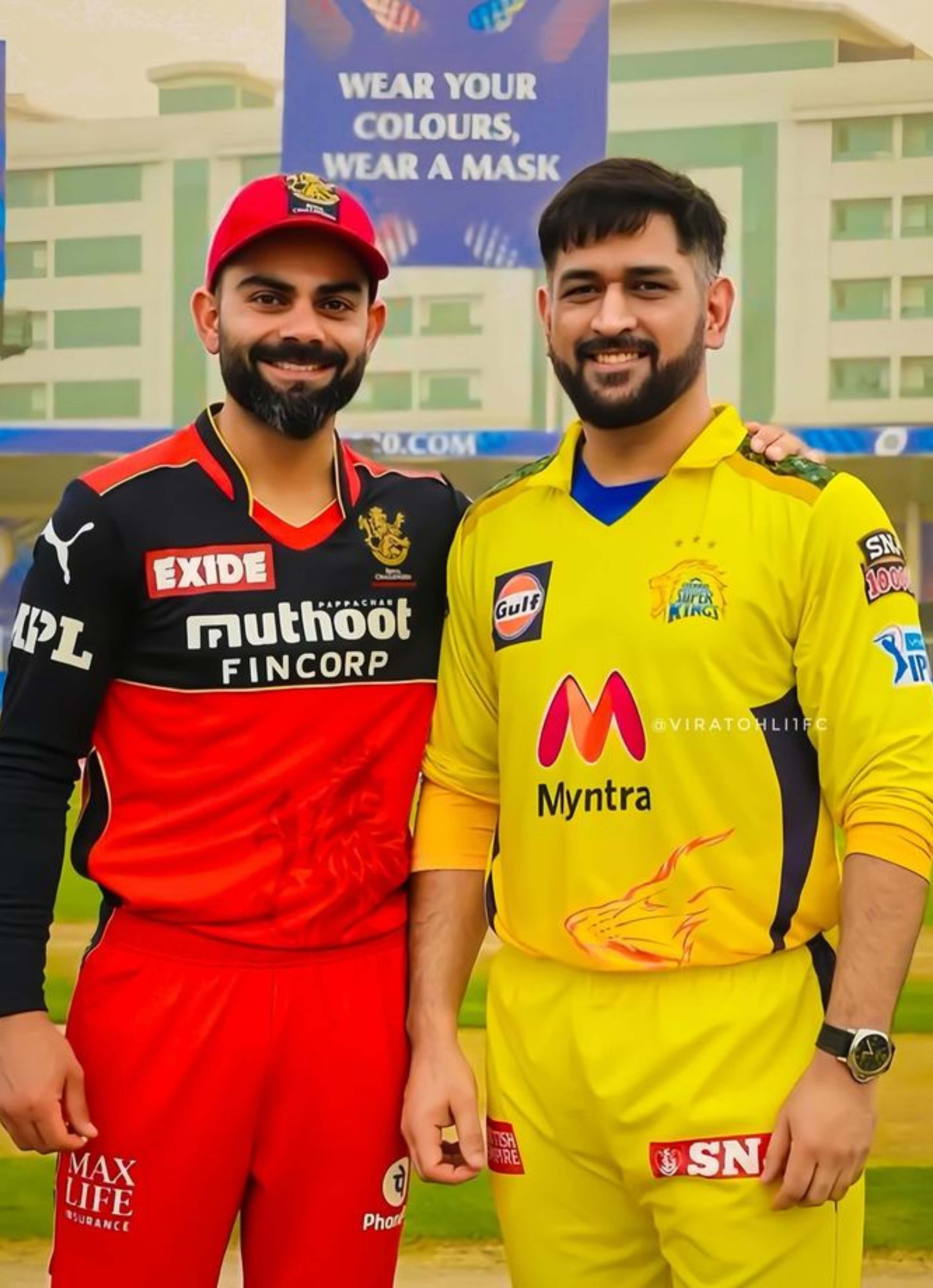 Virat and MS Picture in IPL 4K Wallpaper