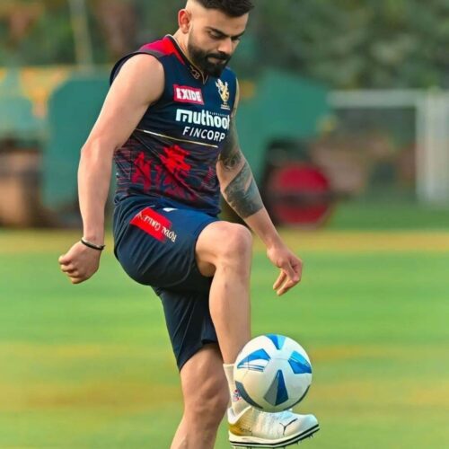 Virat play Football during a practice session 4K Picture