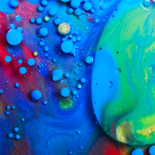 Blue and green liquid bubble abstract 4K wallpaper macro texture background