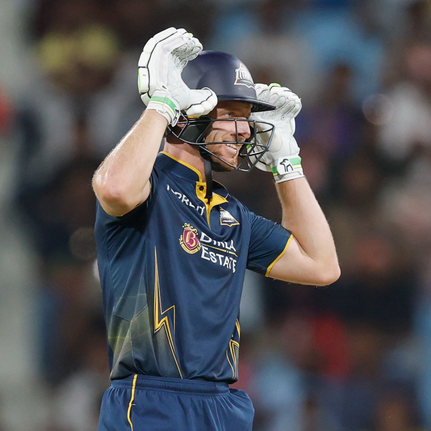 Gujarat Titans batsman celebration during IPL match close-up shot